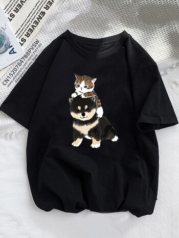 Kawaii Cat Cartoon Print T-shirt Γυναικείο Μπλουζάκι εξωτερικού εμπορίου Plus Size κοντομάνικο μπλουζάκι