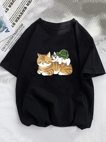 Kawaii Cat Cartoon Print T-shirt Γυναικείο Μπλουζάκι εξωτερικού εμπορίου Plus Size κοντομάνικο μπλουζάκι