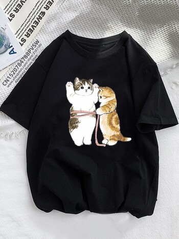 Kawaii Cat Cartoon Print T-shirt Γυναικείο Μπλουζάκι εξωτερικού εμπορίου Plus Size κοντομάνικο μπλουζάκι