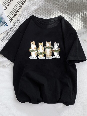 Kawaii Cat Cartoon Print T-shirt Γυναικείο Μπλουζάκι εξωτερικού εμπορίου Plus Size κοντομάνικο μπλουζάκι