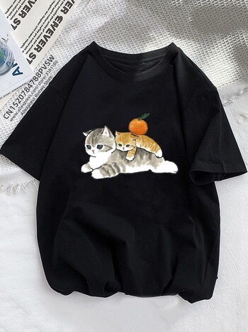 Kawaii Cat Cartoon Print T-shirt Γυναικείο Μπλουζάκι εξωτερικού εμπορίου Plus Size κοντομάνικο μπλουζάκι