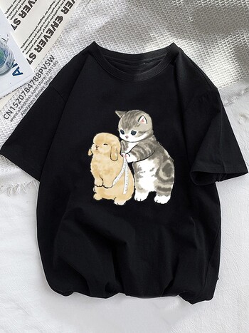 Kawaii Cat Cartoon Print T-shirt Γυναικείο Μπλουζάκι εξωτερικού εμπορίου Plus Size κοντομάνικο μπλουζάκι