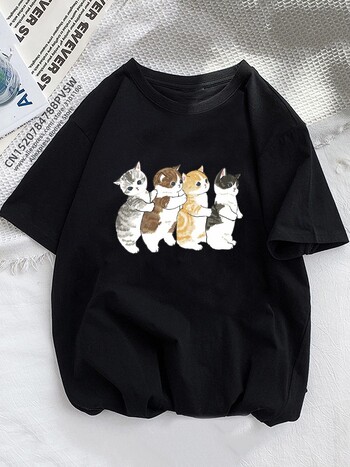 Kawaii Cat Cartoon Print T-shirt Γυναικείο Μπλουζάκι εξωτερικού εμπορίου Plus Size κοντομάνικο μπλουζάκι