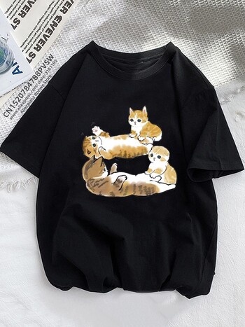 Kawaii Cat Cartoon Print T-shirt Γυναικείο Μπλουζάκι εξωτερικού εμπορίου Plus Size κοντομάνικο μπλουζάκι