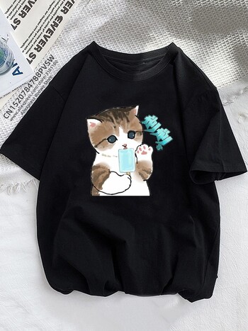 Kawaii Cat Cartoon Print T-shirt Γυναικείο Μπλουζάκι εξωτερικού εμπορίου Plus Size κοντομάνικο μπλουζάκι