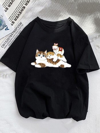 Kawaii Cat Cartoon Print T-shirt Γυναικείο Μπλουζάκι εξωτερικού εμπορίου Plus Size κοντομάνικο μπλουζάκι