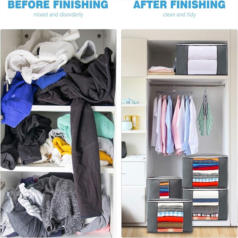 2 buc Saci de depozitare haine Cuvertură de sortare Cuvernă de bumbac Cuvernă mare Ambalare haine Țesătură mare îngroșată rezistentă la umiditate Gospodărie