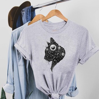 Butterfly grey printed European and American трансграничен  Shopee printed clothing външнотърговски горнища дамски тениски