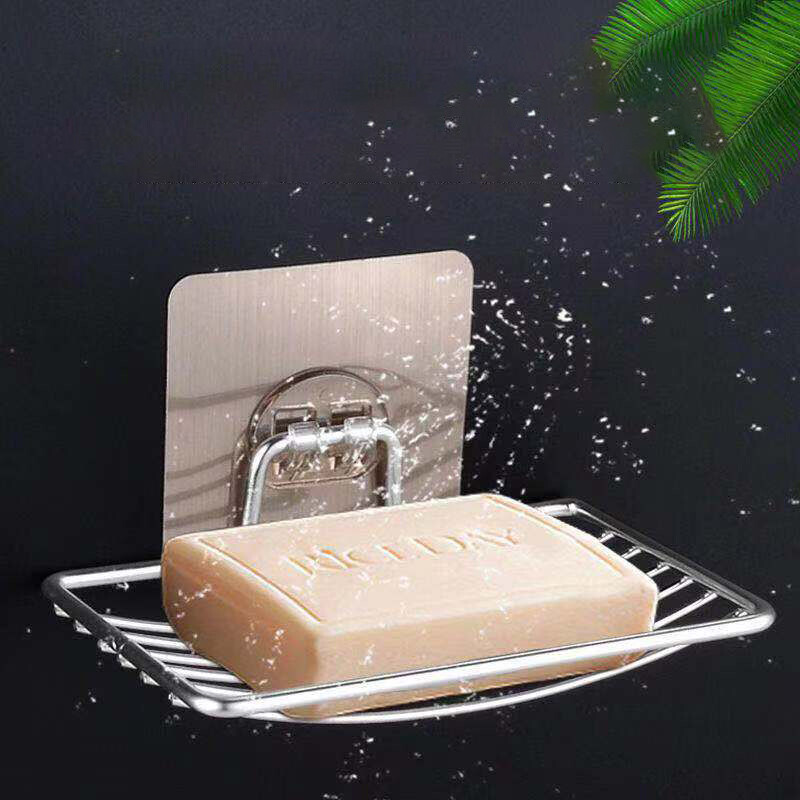 1 vnt. Nerūdijančio plieno muilo lentyna be štampavimo, be nagų vonios vieno sluoksnio kanalizacijos sienelės pakabinamas siurblys muilo dėžutė Lengva prabangi lentyna