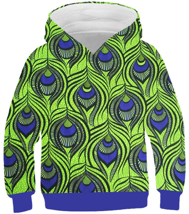 Vaikiškas megztinis rudens megztinis mėlynas universalus Europos ir Amerikos žiemos 3D skaitmeninis gyvūnų rašto megztinis su gobtuvu