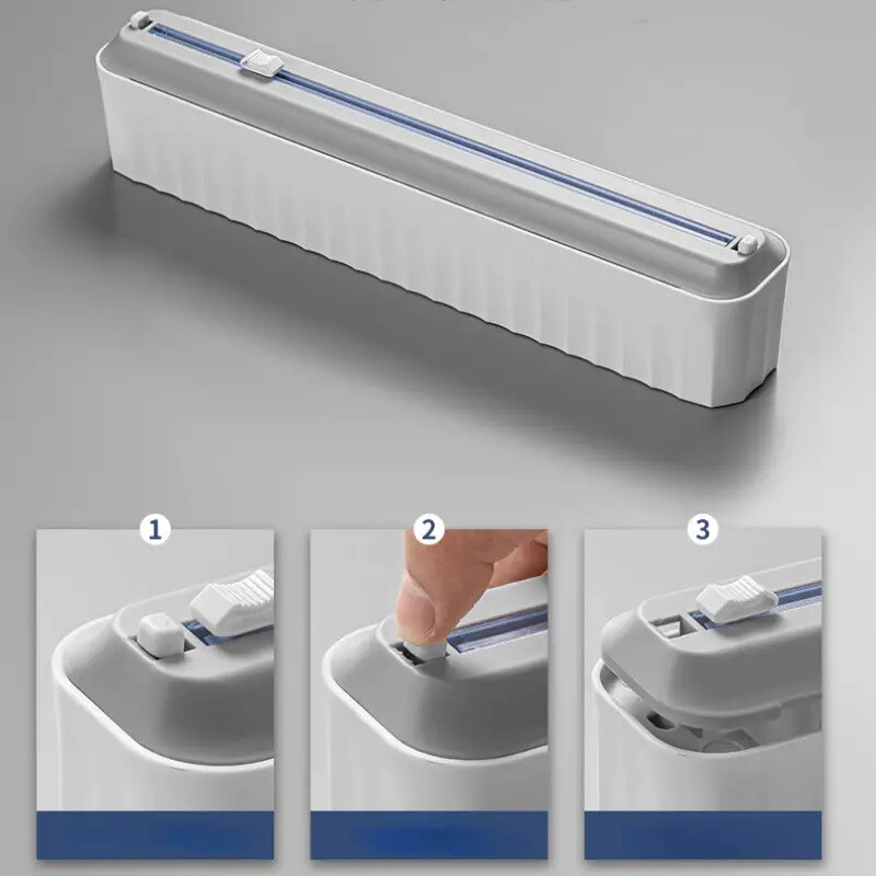 Toidukilest lõikekast Seinale kinnitatav magnetiline plastikmähis tinafooliumiga küpsetuspaberi lõikaja jaotur koduköögi tarvikud