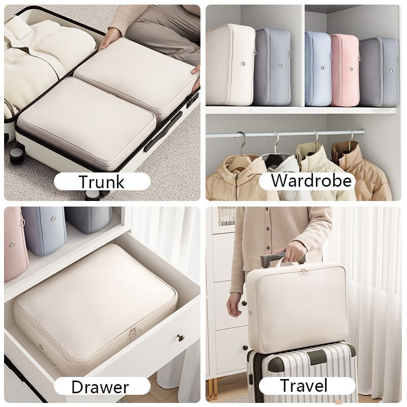 Ülimalt ruumisäästlik isesäästlik kokkusurutav abivahend tihendustekk-hoiukott Suure mahutavusega kapp-kapp-organisaatori hoiukott