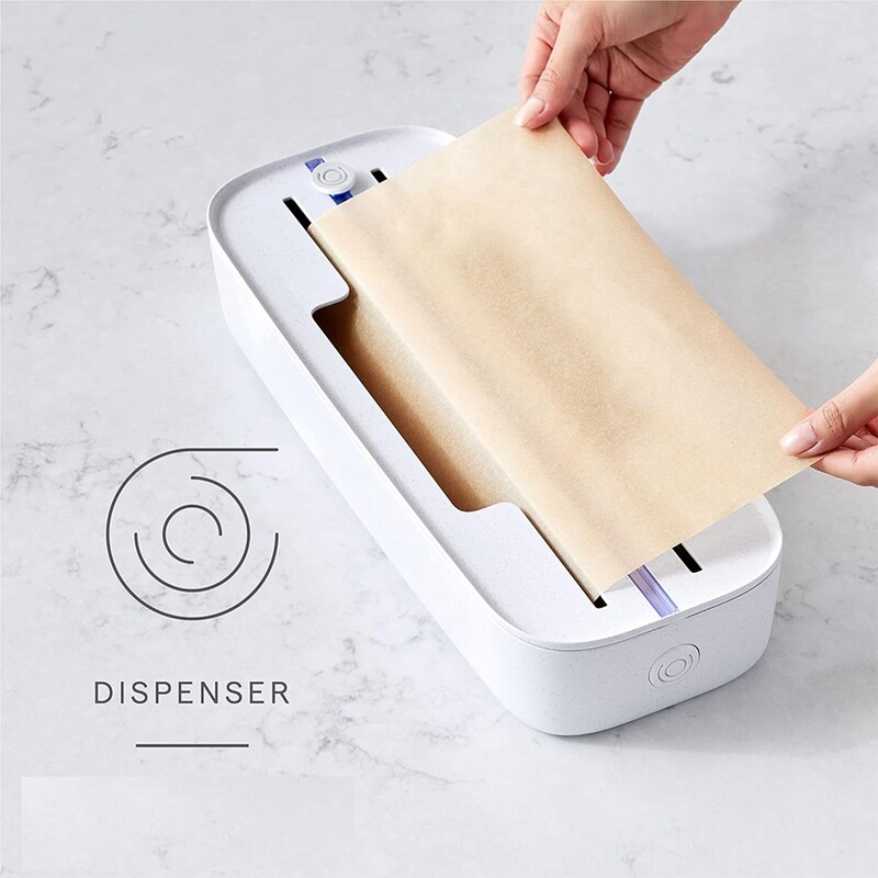 Sahtli toidupaki dosaator, fooliumi, plasti ja vahapaberi vahend köögi korraldamiseks