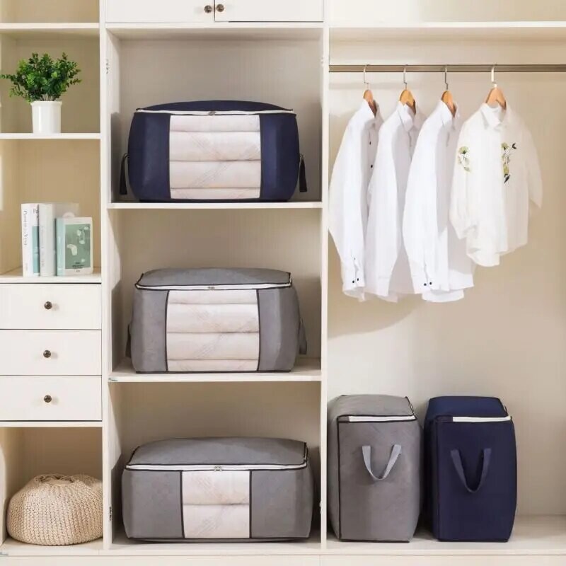 1 komplekt visuaalsete akendega Riidehoiukotid Kokkupandavad riidest hoiukotid Hoiukonteinerid magamistoa korraldamiseks