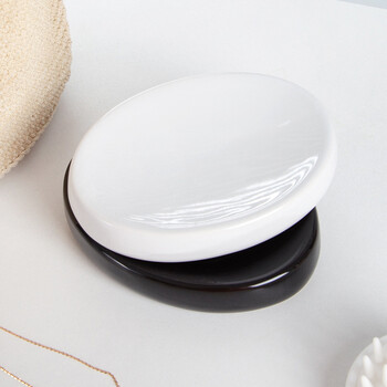 Nordic Bathroom Ceramic Soap Posh Hold Luxury Ασπρόμαυρο Ματ Στρογγυλό Κουτί Σαπουνιού Αρχική Ξενοδοχείο Ξενοδοχείο Διακόσμηση Αξεσουάρ Μπάνιου Ράφι