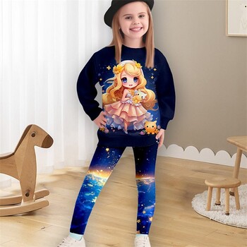 2024 New Cartoon Mermaid 3D Printed Mermaid Leggings 2 τεμαχίων για κορίτσια