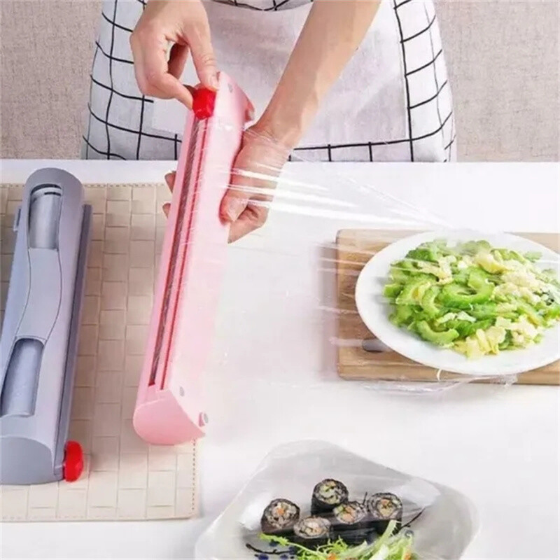 Plastikust kilelõikur toidukile lõikuri jaotur külmkapp magnetimemisega universaalne lõikekasti korduvtäidetav ümbrisjaotur