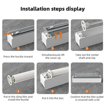 Stretch Film Dispenser Δοχείο φιλμ φαγητού με κόφτη Διαφανής θήκη μεμβράνης κουζίνας Πλαστικό κουτί αποθήκευσης Αξεσουάρ κουζίνας