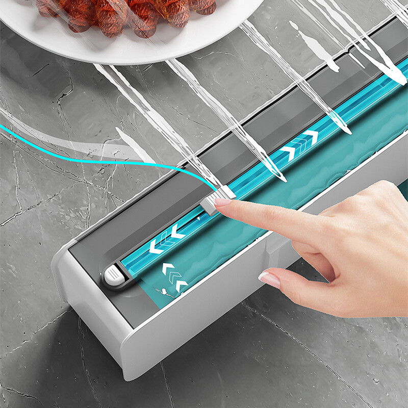 Stretch kile jaotur Toidukile jaotur koos lõikuriga läbipaistva toidukile hoidja plastpakendiga hoiukarbi köögitarvikud