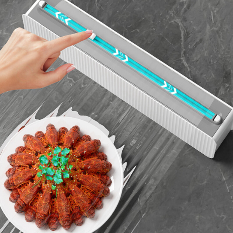 Stretch kile jaotur Toidukile jaotur koos lõikuriga läbipaistva toidukile hoidja plastpakendiga hoiukarbi köögitarvikud