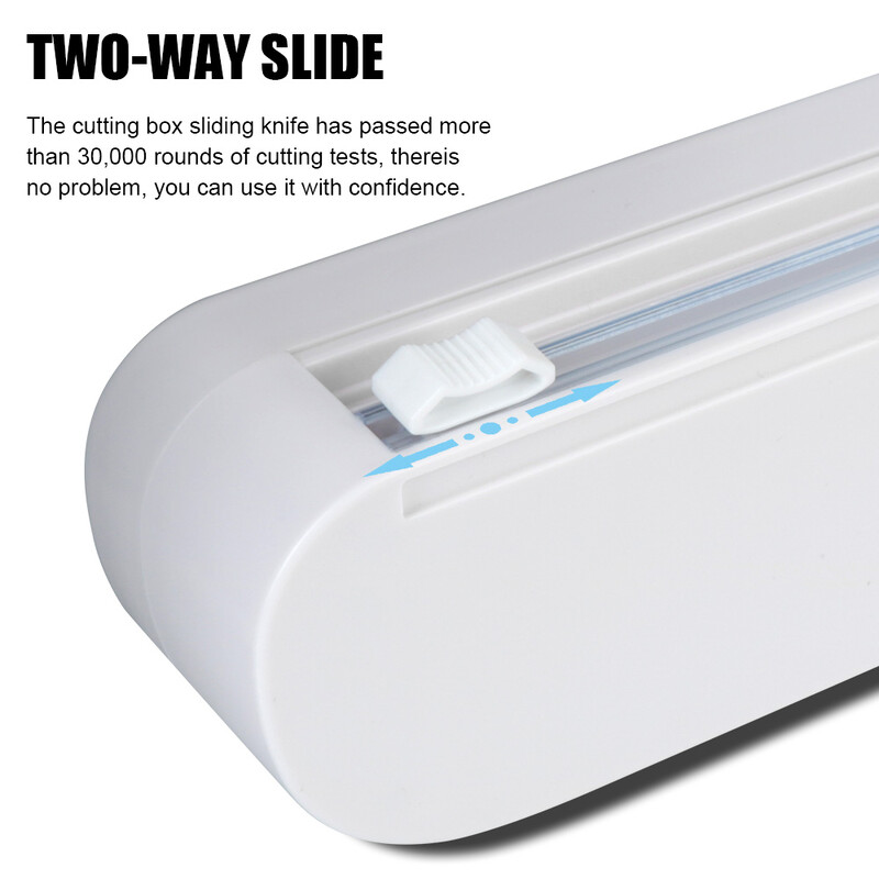 Köögitööriist Plastik ümbris Terav lõikur fooliumiga toidukilega ümbrise jaotur Punch-free Fixing toidupaki lõikuri vidinad