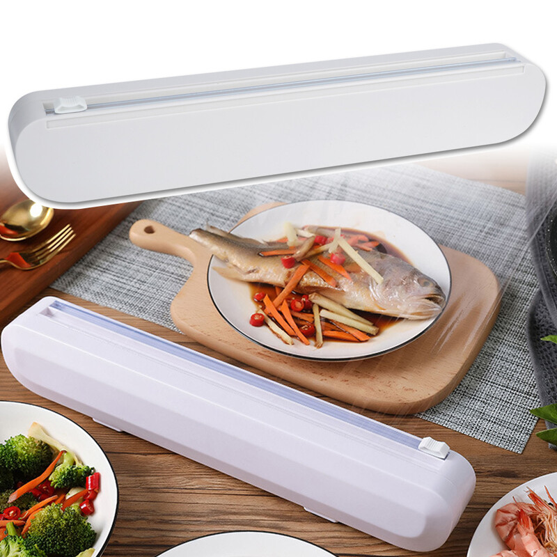 Köögitööriist Plastik ümbris Terav lõikur fooliumiga toidukilega ümbrise jaotur Punch-free Fixing toidupaki lõikuri vidinad