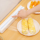 Maisto vyniojimo pjaustytuvas Be perforavimo Tvirtinimo folija Priklijuojama plastikine plėvele Pjaustoma plastikine plėvele Aštri pjaustyklė Virtuvės įrankiai Virtuvės laikymo įrankiai