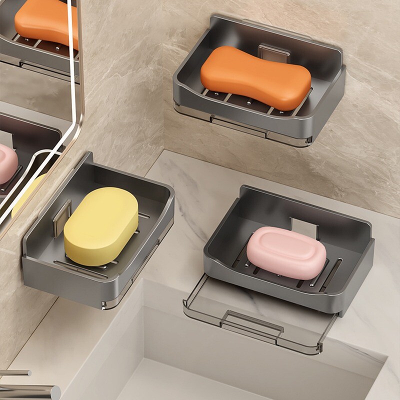 Seinale kinnitatav seebialus Punch-free sahtel tühjendushoidik Köök Käsn Hoiukast Vannitoa Korraldaja riiulid