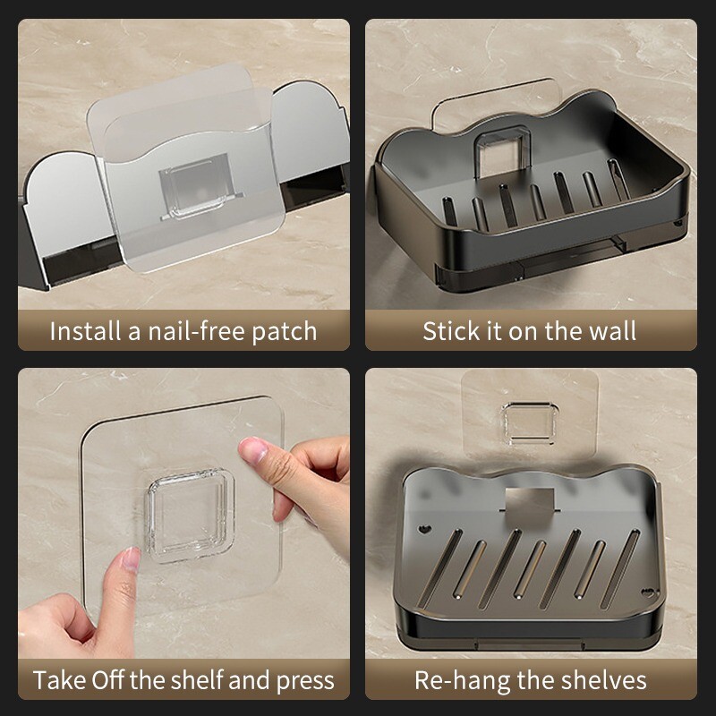 Seinale kinnitatav seebialus Punch-free sahtel tühjendushoidik Köök Käsn Hoiukast Vannitoa Korraldaja riiulid