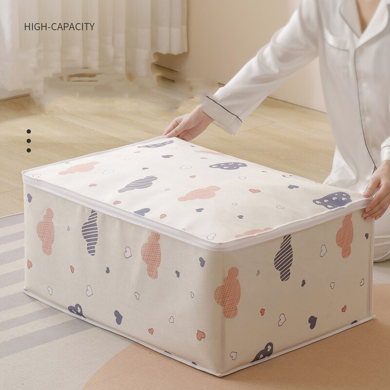 Tekiriiete suur hoiukott tõmbluku ja käepidemega kokkupandav teki hoiukast Suure mahutavusega tekiriiete korraldaja