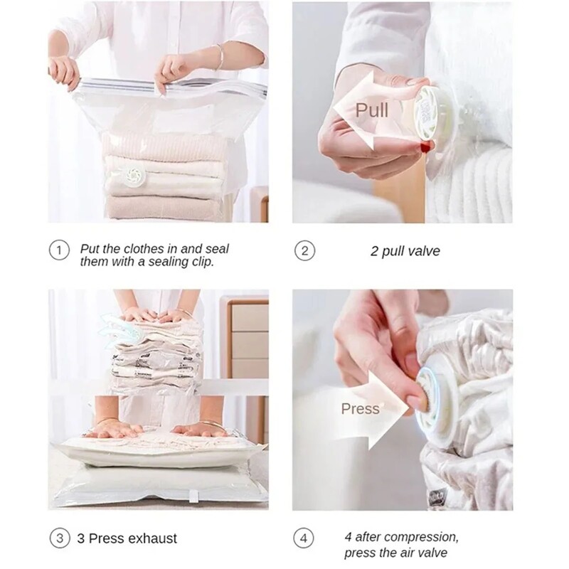 Vaakumkotid Suured Pole vaja Pumba kilekotid riiete hoidmiseks Tekid Kompressioontühjad kotikatted Reisitarvikud