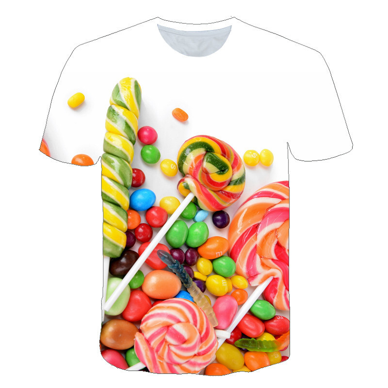 Euroopa ja Ameerika trendi uus stiil ilukirjandus puuviljamuster 3D digiprint meeste ja naiste lühikeste varrukatega T-särgid