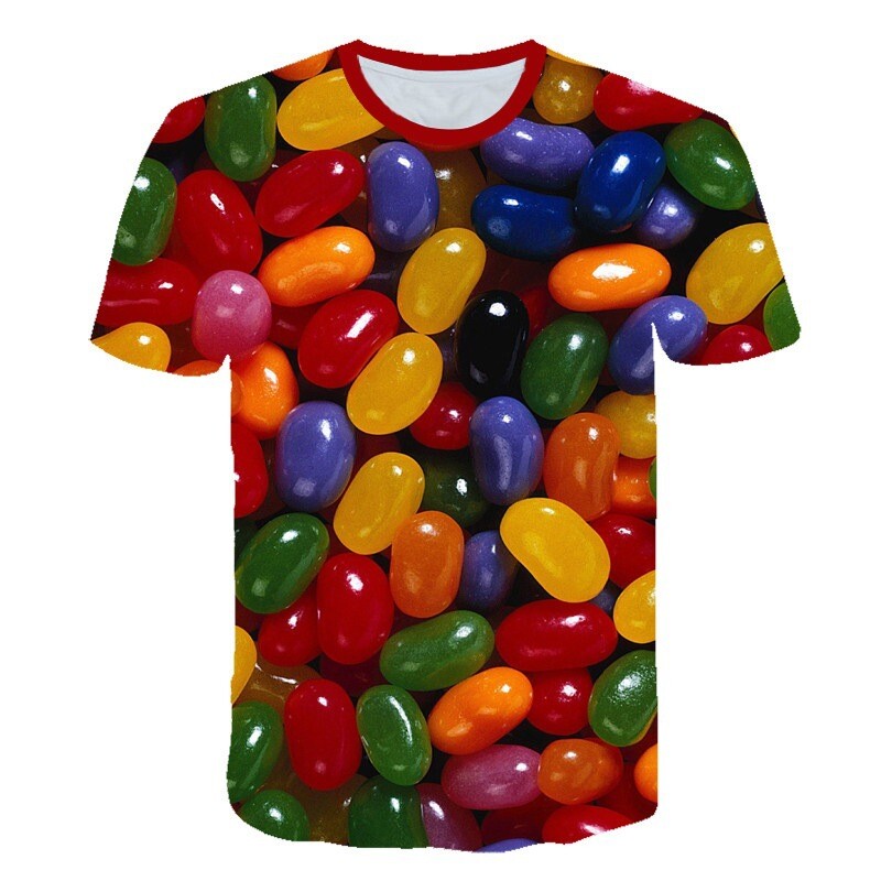 Euroopa ja Ameerika trendi uus stiil ilukirjandus puuviljamuster 3D digiprint meeste ja naiste lühikeste varrukatega T-särgid