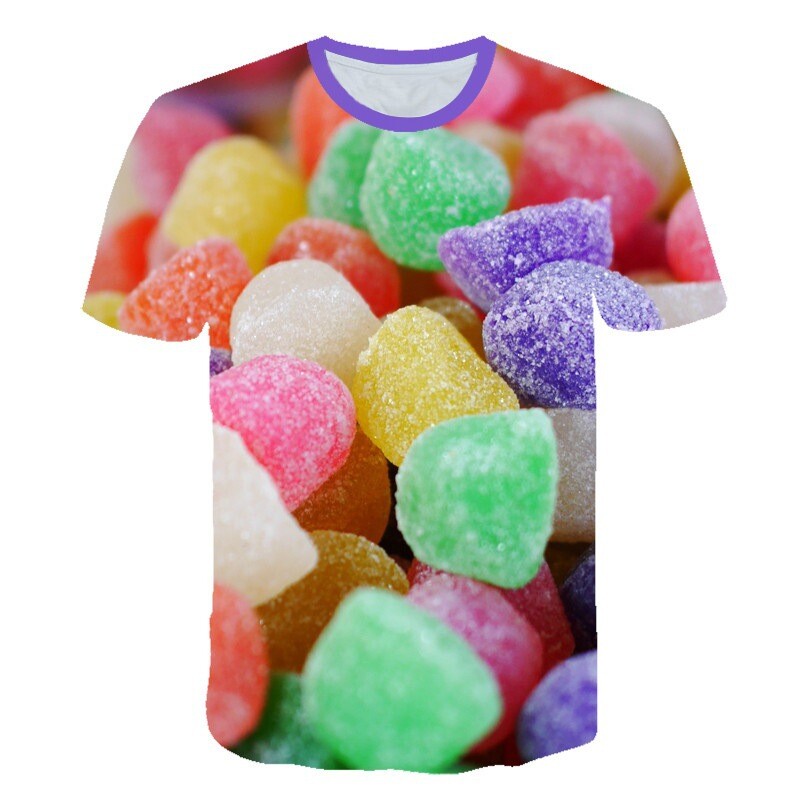 Euroopa ja Ameerika trendi uus stiil ilukirjandus puuviljamuster 3D digiprint meeste ja naiste lühikeste varrukatega T-särgid