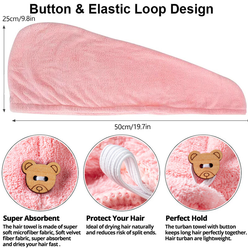 Căciulă de uscare a părului pentru fete Căciulă de prosop de păr cu uscare rapidă Căciulă de baie Căciulă de prosop solidă din microfibră Turban cu absorbție superioară Căciulă de uscat păr