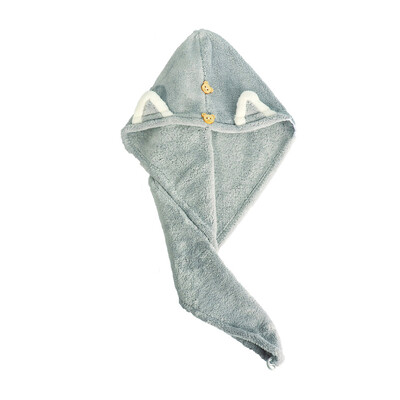 Plaukų džiovinimo rankšluosčio įvyniojimas su katės ausimi, mikropluošto plaukų rankšluostis moterims ir mergaitėms, greitai džiūstantys plaukai, vonios dušas, sausas galvos turbanas