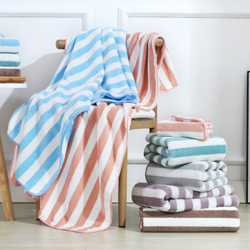 35x75cm Prosop de baie Coral Fleece Microfibră în dungi Adulti Textile de uz casnic Baie Moale Femei Sauna Spa Prosop absorbant