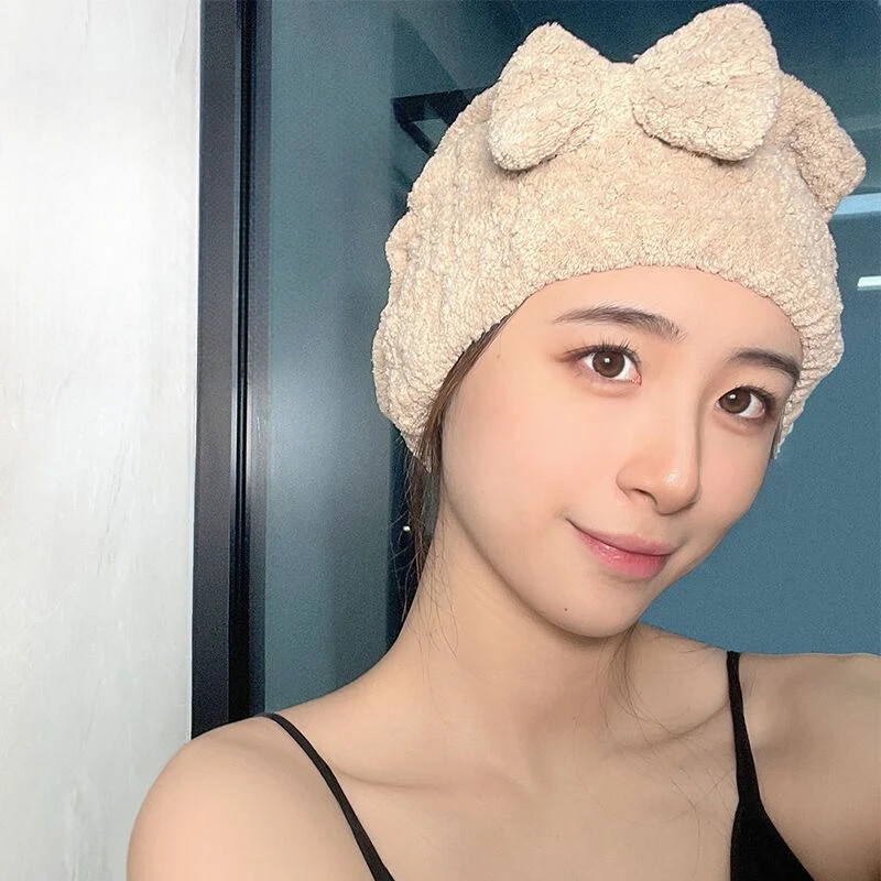 Arc prosop de păr, solid, cu îngroșare, șapcă de duș pentru baie, împachetări spa, ștergere cu uscare rapidă, absorbant, drăguț, fete Kawaii, nou