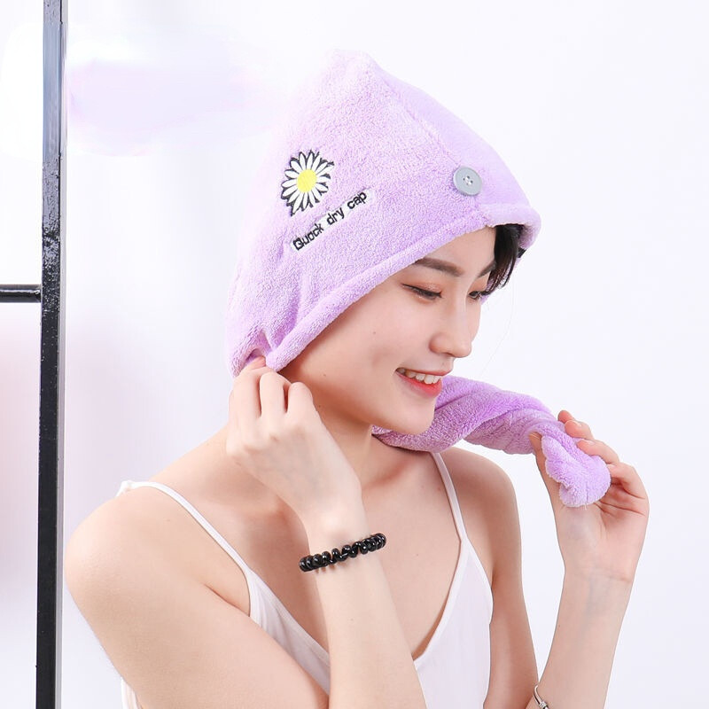 Daisy mikrokiust rätik juukserätik tikitud lilled kiiresti kuivav rätik pehme vannimüts Super veeimavus