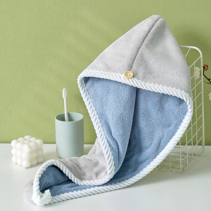 Capac de păr uscat din catifea de coral, cu două straturi, îngroșat, pentru femei, care absoarbe apă, uscare rapidă, ștergere a părului, șapcă de baie, prosoape bentita pentru cap