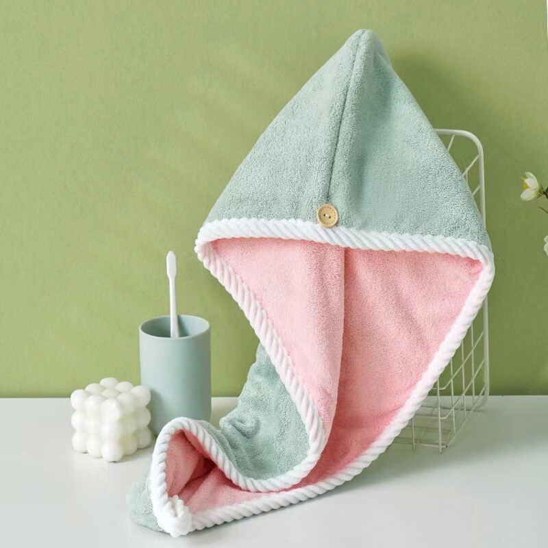 Capac de păr uscat din catifea de coral, cu două straturi, îngroșat, pentru femei, care absoarbe apă, uscare rapidă, ștergere a părului, șapcă de baie, prosoape bentita pentru cap