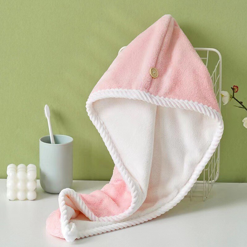 Capac de păr uscat din catifea de coral, cu două straturi, îngroșat, pentru femei, care absoarbe apă, uscare rapidă, ștergere a părului, șapcă de baie, prosoape bentita pentru cap