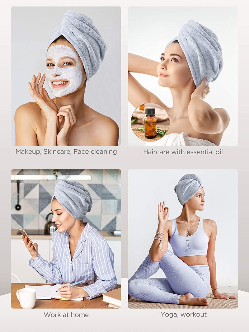 Prosop de păr din microfibră pentru femei, Turbane de păr pentru păr ud, Prosoape de înfășurare pentru păr creț, anti încrețit
