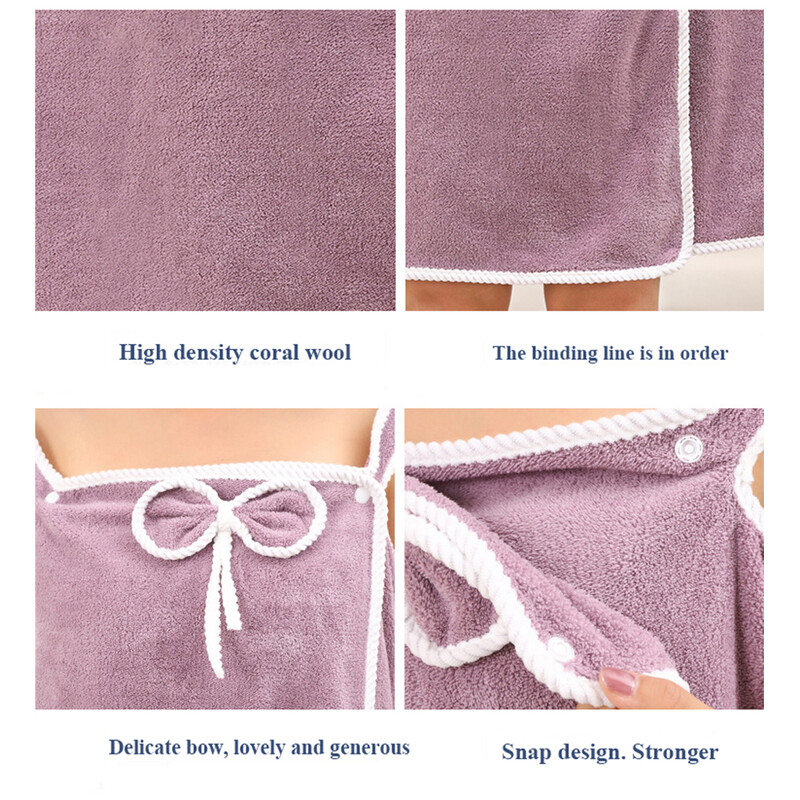 Nešiojami vonios rankšluosčiai Coral Fleece Moteriškas Vonios Sijonas Sugeriantis Sling Vonios Sijonas Dušas Vonios Greitai Išdžiūsta Rankšluostis 140x80cm