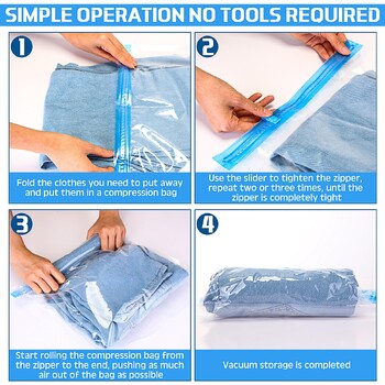 Σετ τσάντες αποθήκευσης ταξιδίου Hand Roll Vacuum Sealed Bags for Cothles Organizer συσκευασίας σπιτιού Σφραγισμένη θήκη με φερμουάρ Αξεσουάρ ταξιδιού