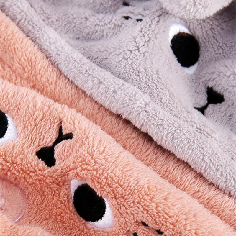 Plaukų džiovinimo kepurė Super Minkšta, neslenkanti koralinė vilna Cute Kitty dušo kepurė plaukams rankšluosčiu apvyniojama vonios įtaisas kasdieniniam naudojimui