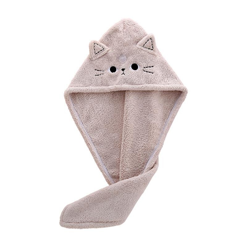 Plaukų džiovinimo kepurė Super Minkšta, neslenkanti koralinė vilna Cute Kitty dušo kepurė plaukams rankšluosčiu apvyniojama vonios įtaisas kasdieniniam naudojimui