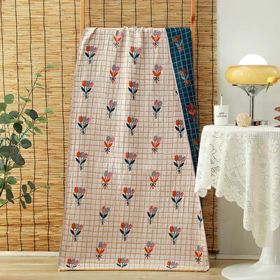 Multifilmi tulbitrükis puuvillane suur käterätik vannile lastele meestele naistele vannituba luksuslik neljakihiline marli üliimav rätik 70×150 cm