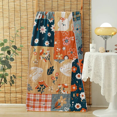 Multifilmi tulbitrükis puuvillane suur käterätik vannile lastele meestele naistele vannituba luksuslik neljakihiline marli üliimav rätik 70×150 cm