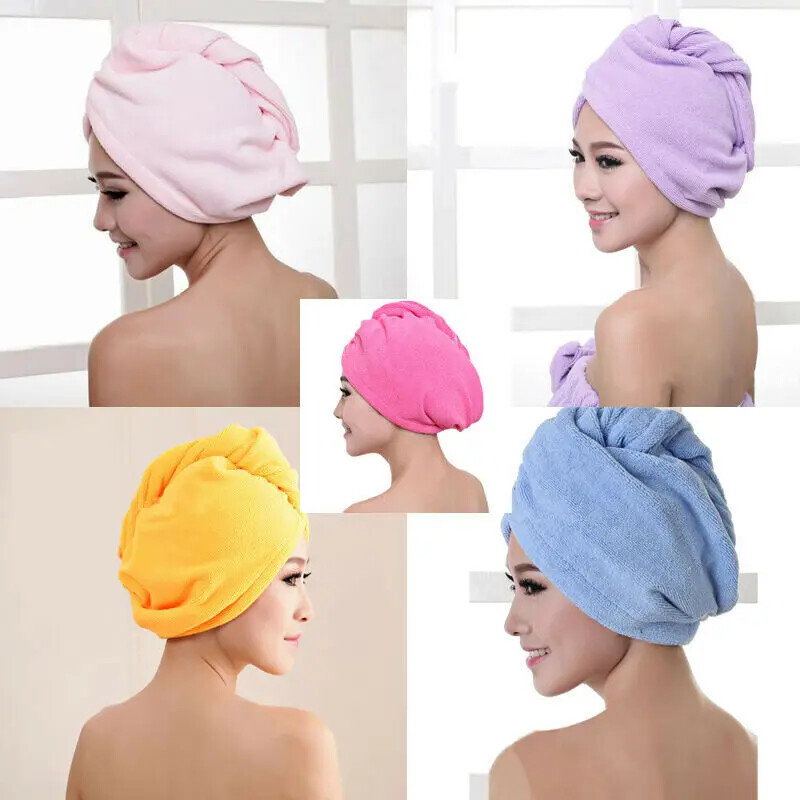Turban Cap Wrap Instrumente de scăldat Microfibră După duș Uscarea părului Femei Fete Doamne Prosop Pălărie cu uscare rapidă Căciulă roz